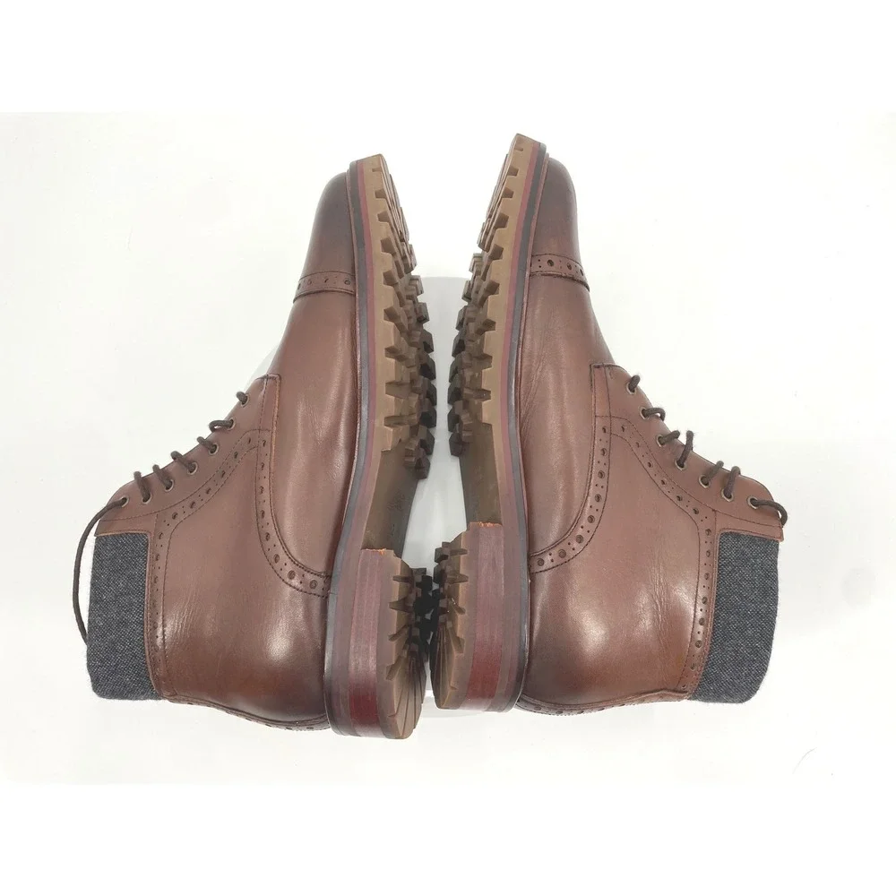 Warfield & Grand Porter Boots Mens 12 Brown Leather Brogue Cap Toe Lug Sole Gorp